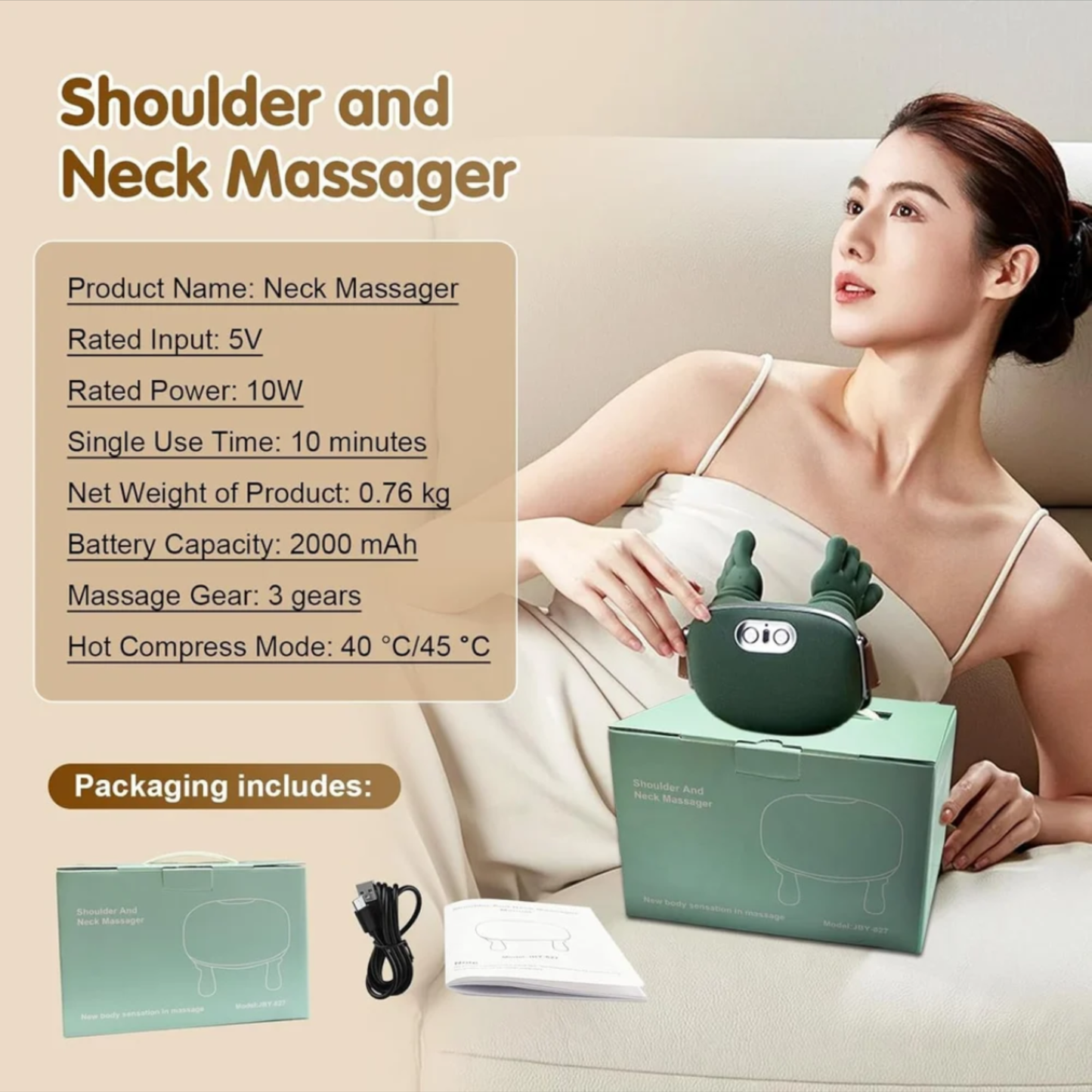 4D Neck & Shoulder Massager with Heating Function