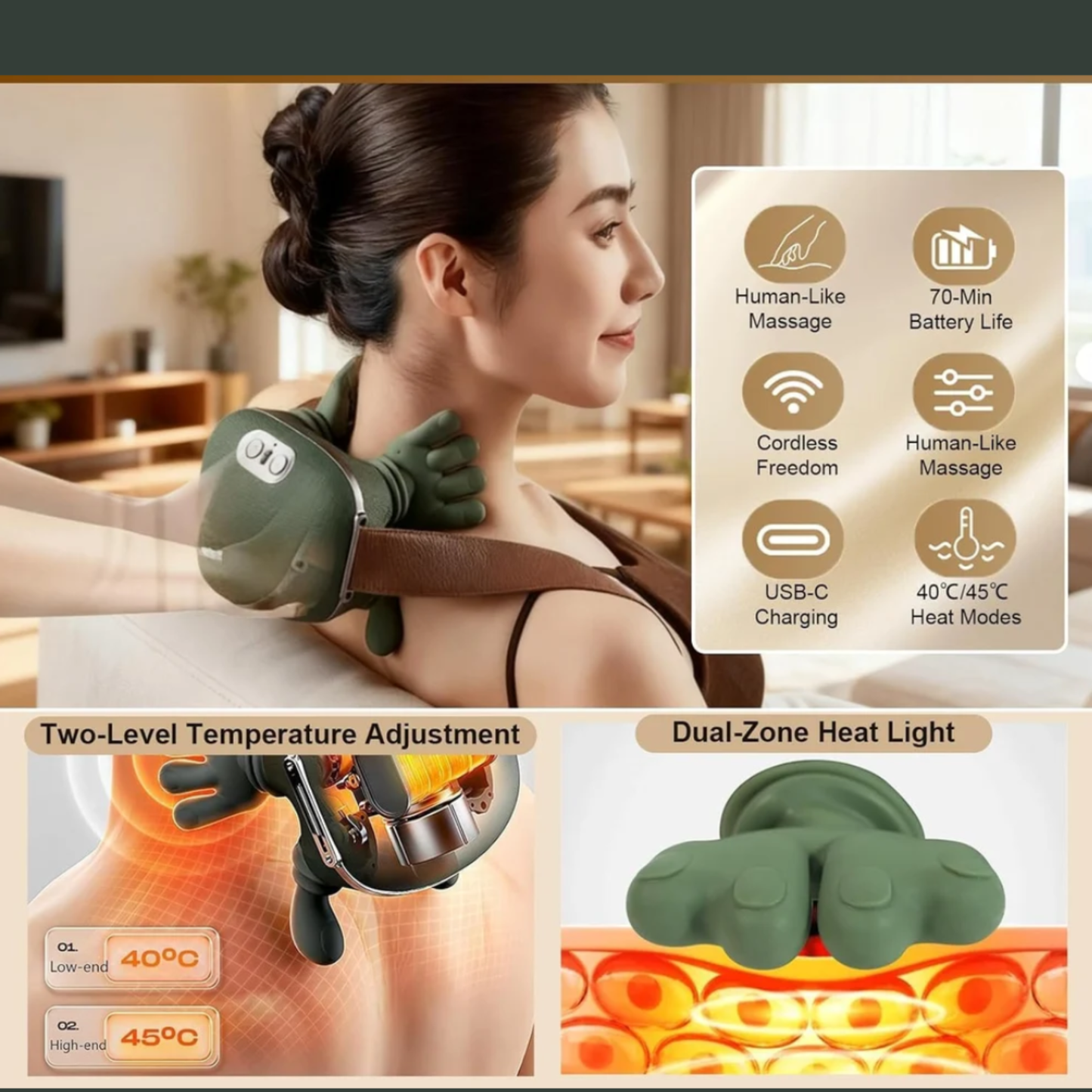 4D Neck & Shoulder Massager with Heating Function