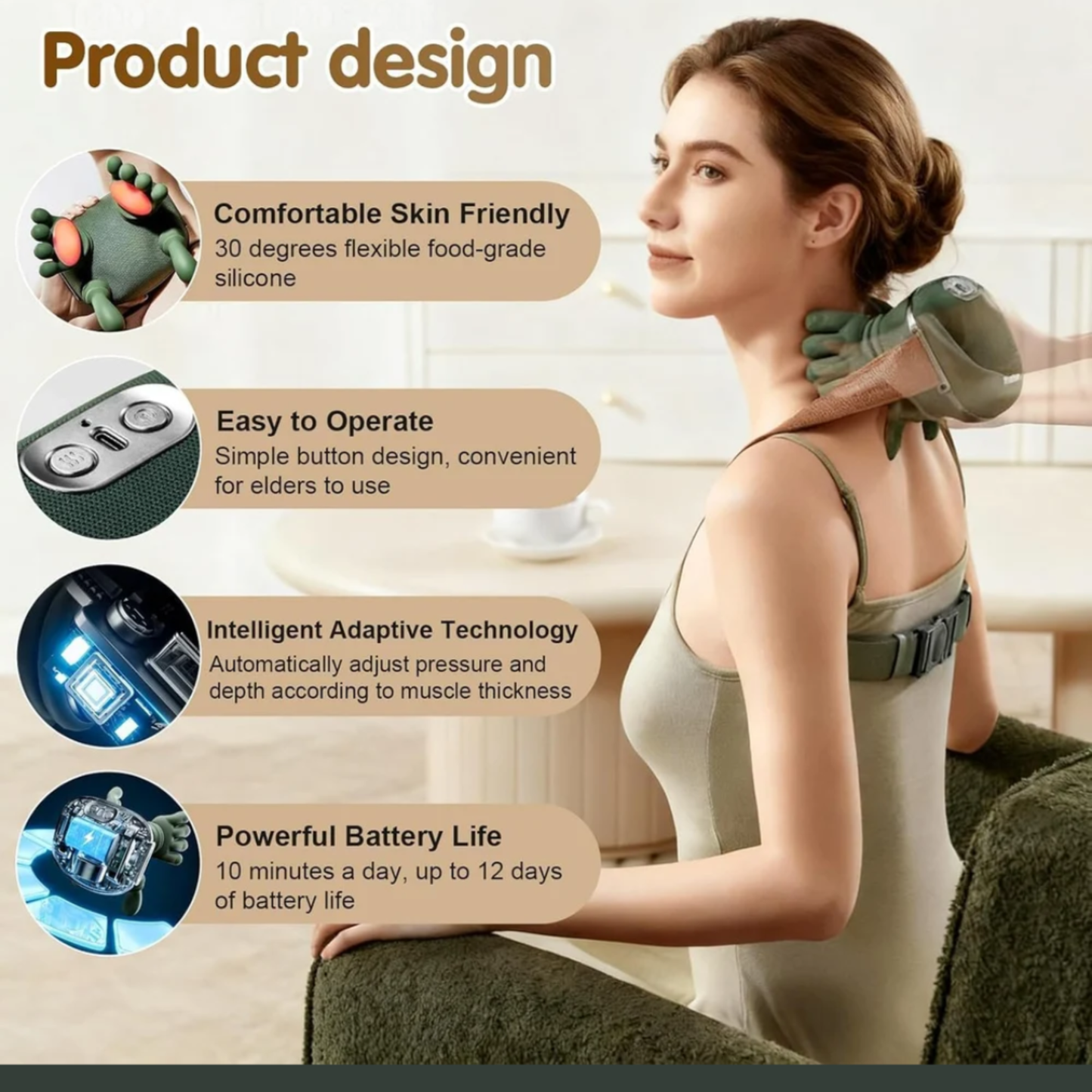 4D Neck & Shoulder Massager with Heating Function